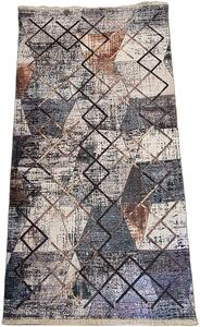 HU Hnedo-sivý moderný koberec Banco 1044-MULTI so vzorom štvorcov Rozmer: 60x110 cm