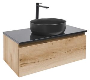 Kúpeľňová skrinka s umývadlom a žulovou krycí doskou SAT B-Way 79x30x45 cm dub BWAY80OAKZUB