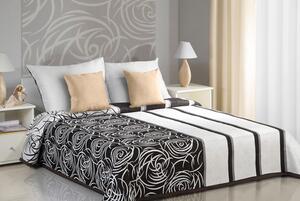 Krémovo hnedé obojstranné prikrývky na posteľ s abstrakným vzorom Hnedá