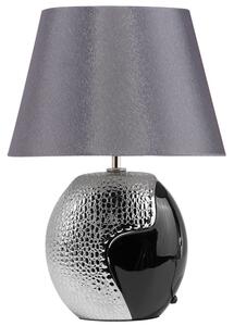 Stolná lampa čierna a strieborná keramická 42 cm látkové tienidlo klasický dizajn