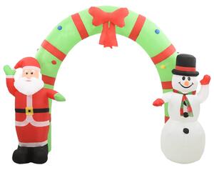 Vianočný nafukovací oblúk so Santom a snehuliakom LED 223 cm