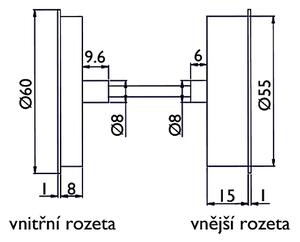 Bezpečnostná rozeta TWIN H 2011KSF HR DEF (E), PZ/E, kľučka-kľučka, Otvor na cylindrickú vložku PZ, Twin E (nerez matná)