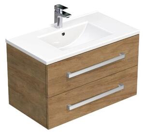 Kúpeľňová skrinka s umývadlom SAT Cube Way 80x53x46 cm Hickory dub CUBE46802DHMOD