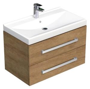 Kúpeľňová skrinka s umývadlom SAT Cube Way 80x53x46 cm dub hikor CUBE46802DHVER