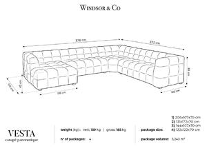 Béžová Osemmiestna zamatová pohovka Panoramic Vesta – pravý roh WINDSOR & CO