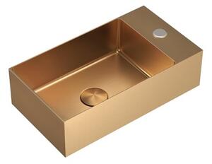 Závesné umývadlo vo farbe rosegold SAT Aurum 40x22 cm bez prepadu SATAUR4022BRG