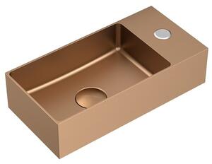 Závesné umývadlo v ružovozlatej farbe SAT Aurum 36x18 cm bez prepadu SATAUR3618BRG