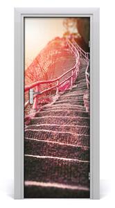 Fototapeta samolepiace na dvere schody v horách 75x205 cm