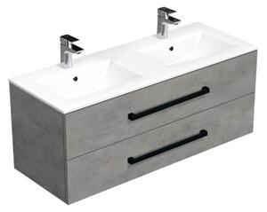 Kúpeľňová skrinka s čiernou úchytkou a umývadlom SAT Cube Way 120x53x46 cm betón mat CUBE46C1202BEMOD