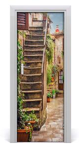 Fototapeta samolepiace na dvere talianskej uličky 75x205 cm