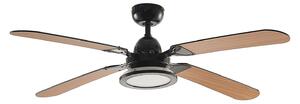 Stropný ventilátor Tedric s LED osvetlením, čierny, tichý, 133 cm – Lucande Lucande, Tedric, Čierna, Obývacia izba, Kov, Vintage