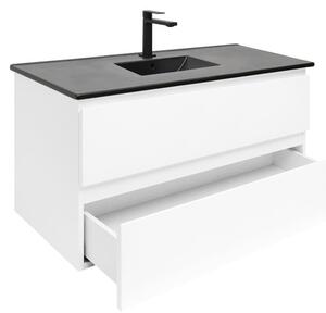 Kúpeľňová skrinka s keramickým umývadlom SAT B-Way 99x50x45 cm biely lesk BWAY2100WU4B2B