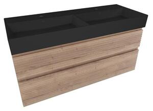 Kúpeľňová skrinka 2 zásuvky s umývadlom Naturel Savona 118x53x44,8 cm dub Halifax mat SAVONA2120DHSATC