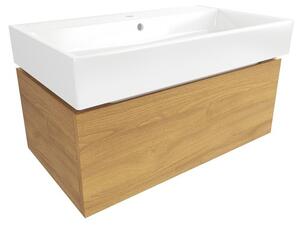 Kúpeľňová skrinka s umývadlom SAT Feel 80x30x46 cm medový dub mat SATFEEL80DMU2