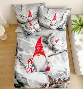 3 dielne 3D obliečky Polycotton Vianočné Gnome sivý 200x140cm+90x70cm TiaHome