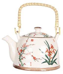 Konvička na čaj s japonskými kvetmi - 18*14*12 cm / 0,8L - Clayre & Eef