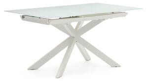 Rozkladací jedálenský stôl s prídavnou doskou so sklenenou doskou 90x160 cm Atminda – Kave Home
