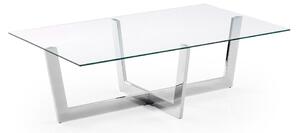 Konferenčný stolík so sklenenou doskou v striebornej farbe 70x120 cm Plam – Kave Home