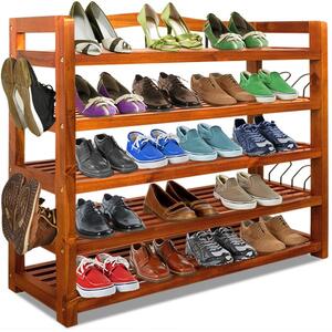 Regál na topánky z akáciového dreva, 85x26x82cm 5 políc – extra široký