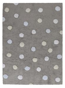 Lorena Canals , Ručne tkaný kusový koberec Tricolor Polka Dots Grey-Blue, 120x160, šedá, detská izba