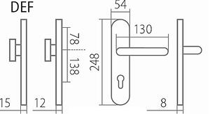 Bezpečnostné kovanie COLUMBUS H 2087KS s kľukou VISION (E), kľučka-kľučka, Otvor na cylindrickú vložku PZ, Twin E (nerez matná), 72 mm