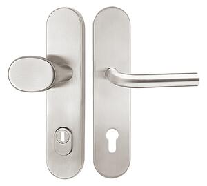 Bezpečnostné kovanie TWIN COLUMBUS DEF H 2087KS s kľučkou LOFT (E), kľučka-kľučka, Otvor na cylindrickú vložku PZ, Twin E (nerez matná), 92 mm