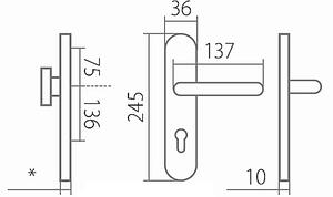 Bezpečnostné kovanie TWIN KLEOPATRA DEF (F1), kľučka-kľučka ľavá, Otvor na cylindrickú vložku PZ, Twin F1 (elox hliník - strieborný), 92 mm
