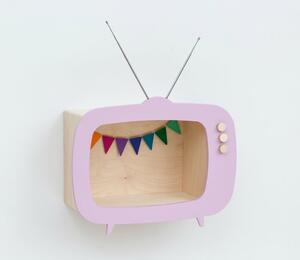 Dizajnová detská polička televízor Teevee - ružová