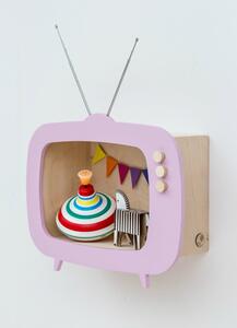 Dizajnová detská polička televízor Teevee - ružová