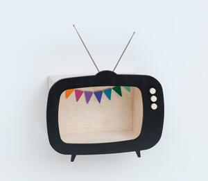 Dizajnová detská polička televízor Teevee - čierna