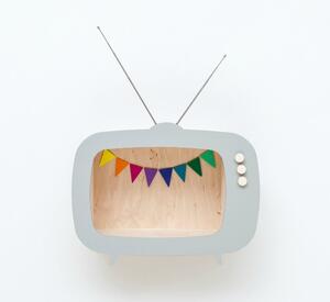 Dizajnová detská polička televízor Teevee - sivá