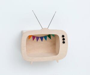 Dizajnová detská polička televízor Teevee - drevená