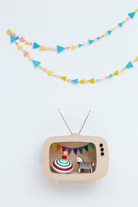 Dizajnová detská polička televízor Teevee - drevená