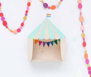 Dizajnová detská polička cirkusový stan - mint