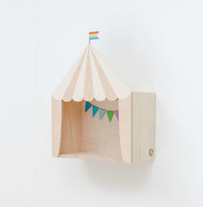 Dizajnová detská polička cirkusový stan - drevo/ biely