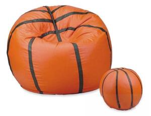 Sedacia vak - lopta basketballový + taburet - svetlooranžový