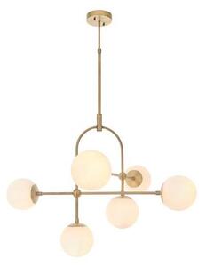 Endon 90842 - Stropný luster na tyči ONTARIO 6xE14/7W/230V mosadz/biela