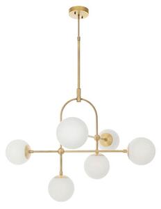 Endon 90842 - Stropný luster na tyči ONTARIO 6xE14/7W/230V mosadz/biela