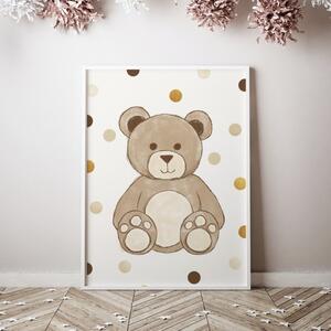 Plagát Teddy - medvedík+dots P002