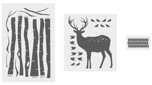Nálepka na stenu Deer - stromy, jelenček a vtáčiky HD037