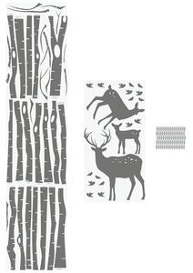Nálepka na stenu Deer - stromy, jelenčeky a vtáčiky HD036