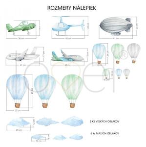 Nálepka na stenu Travel - letecká doprava, balóny a oblaky DK359