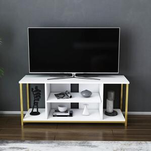 TV stolík/skrinka Hella (biela + zlatá). Vlastná spoľahlivá doprava až k Vám domov. 1088657