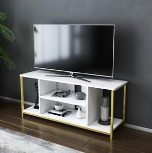 TV stolík/skrinka Hella (biela + zlatá). Vlastná spoľahlivá doprava až k Vám domov. 1088657