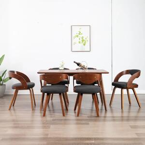 Jedálenské stoličky 6 ks tmavosivé ohýbané drevo a látka