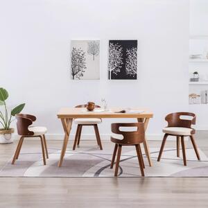Jedálenské stoličky 4 ks krémové ohýbané drevo a umelá koža