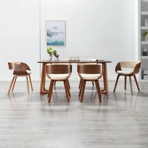 Jedálenské stoličky 6 ks krémové ohýbané drevo a umelá koža