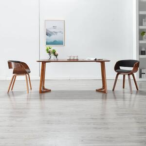 Jedálenská stolička, sivá, ohýbané drevo a látka