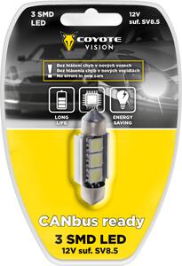 Žiarovka 12V LED 3 SMD suf SV8 5 CAN BUS ready biela COYOTE VISION
