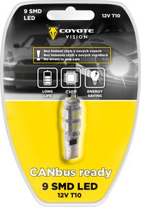 Žiarovka 12V LED 9 SMD T10 CAN BUS ready biela COYOTE VISION